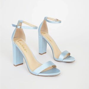 Lulus Taylor Baby Blue Satin Ankle Strap Heel